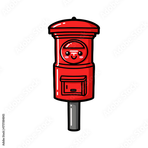 Cute red japanese post box with smiling face