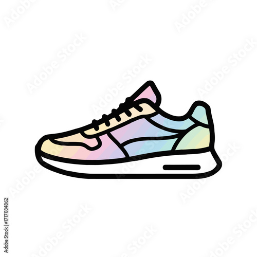 Stylish modern sneaker with rainbow gradient color scheme