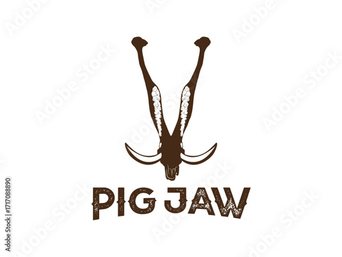 Pig Jaw Silhouette Black and White Vector Illustration Design