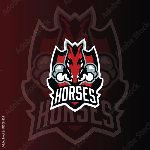 Horse head esports gaming logo vector template gaming logo