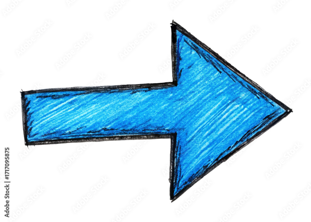 Obraz premium Marked Blue arrow isolated on background. Arrow marker isolated png transparent. arrow mark hand drawn. Arrows icon. Arrow drawn with black marker on white background