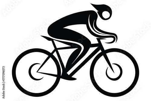 Cyclist Silhouette Illustration of a Person Riding a Bicycle