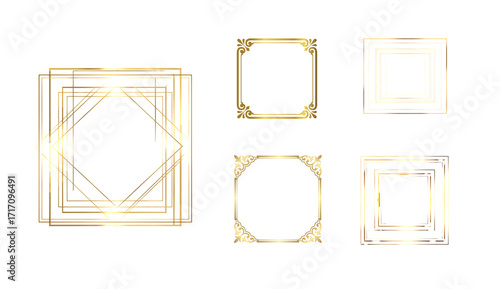 Wallpaper Mural Golden square frame set, golden frame, golden color photo frame squre size isolated on transparent background Torontodigital.ca