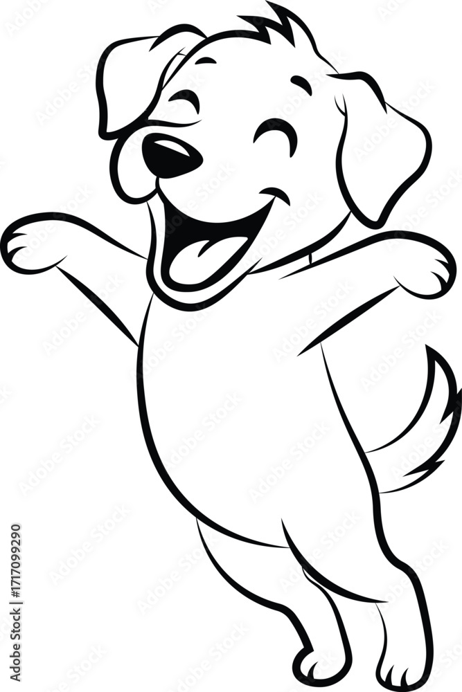 Fototapeta premium illustrator of cute happy dog is standing vector outline