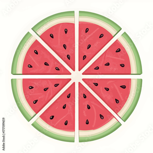 Fruit Slice Minimal, summer fruit vector, minimalist watermelon art, juicy seasonal design, tropical fruit illustration, clean vector, visual, majestic, spectacular, display, expression, fantastic