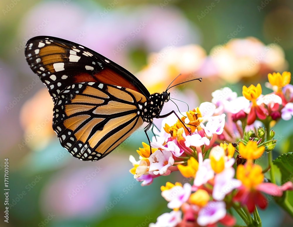 Fototapeta premium Monarch butterfly on flower cluster