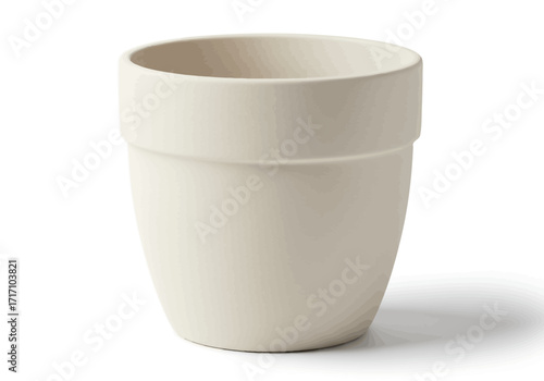 Offwhite ceramic planter rounded shape with subtle shoulder smooth matte finish empty.