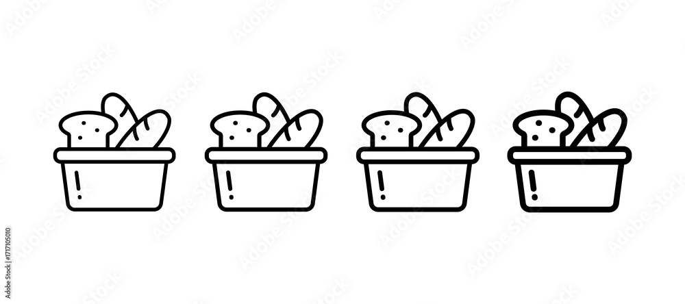 Fototapeta premium Bread Basket Multiple Line Icon Element