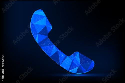 A high-tech digital illustration of a classic telephone handset dissolving into geometric particles, symbolizing the evolution of analog telephony into modern digital networks.