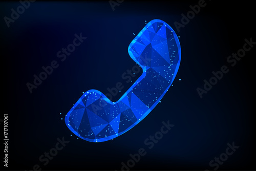 A high-tech digital illustration of a classic telephone handset dissolving into geometric particles, symbolizing the evolution of analog telephony into modern digital networks.