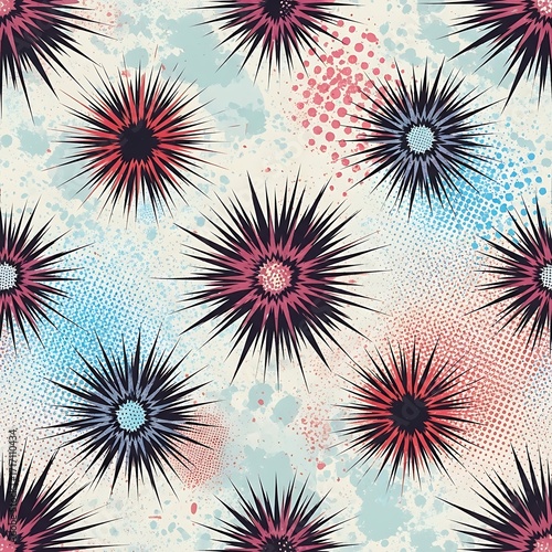 Sea Urchin Pattern with Abstract Background.
