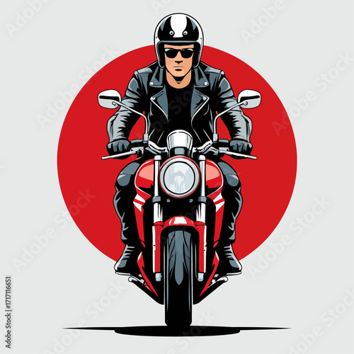 biker vector with his motorbike