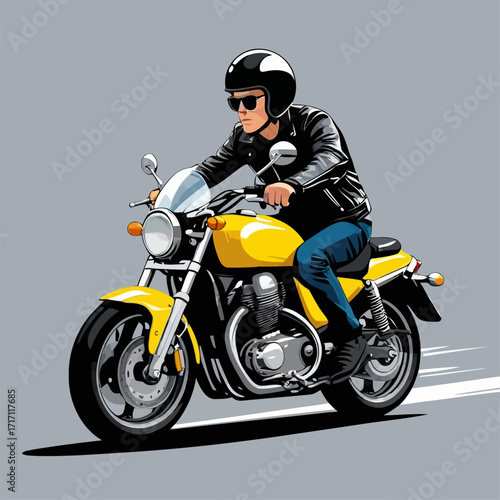 biker vector with his motorbike