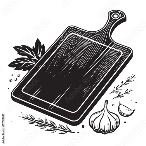 Black cutting board Silhouette Vector, High Quality Illustration on White Background