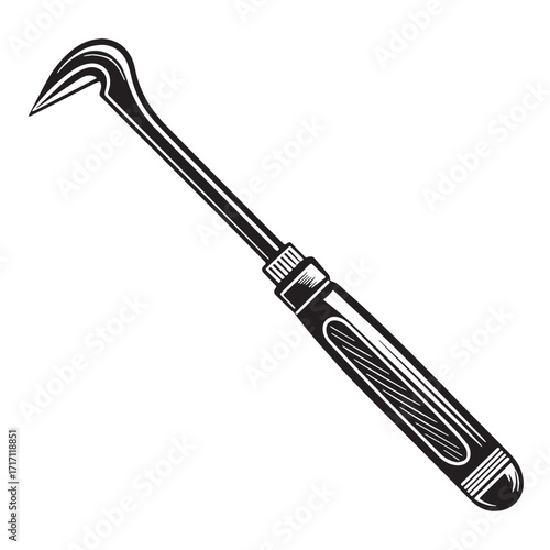 Black crowbar Silhouette Vector, High Quality Illustration on White Background