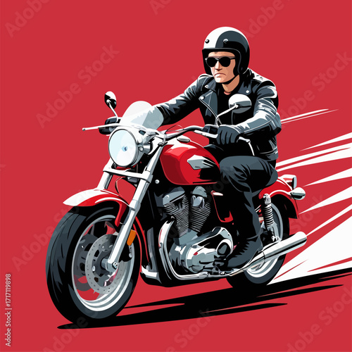 biker vector with his motorbike