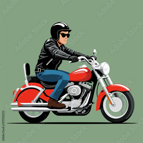 biker vector with his motorbike
