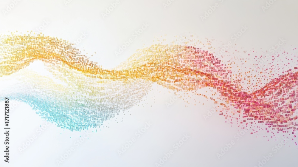 Obraz premium Colorful abstract wave design created with digital dots representing energy flow and creativity in modern art