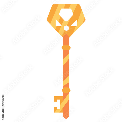 Brightly colored key illustration on a white background, symbolizing security and access