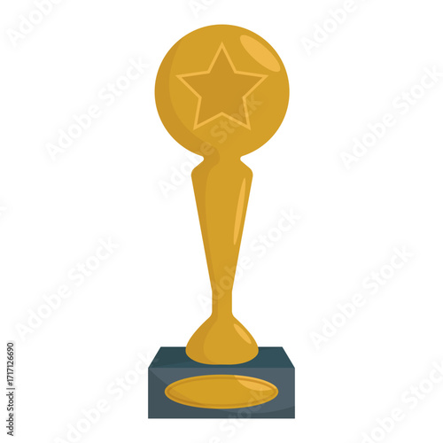 Golden trophy with star design against a plain background, symbolizing achievement and success