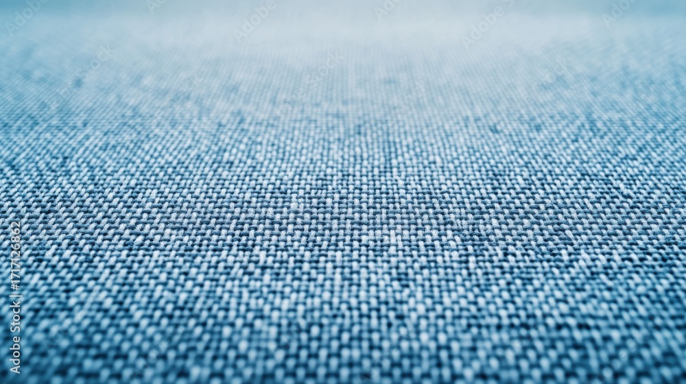 Obraz premium Surface of woven fabric displaying intricate blue texture with shadows and light reflections in a soft focus setting
