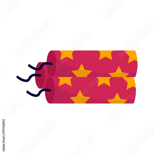 Colorful party poppers with stars, ready for celebration, set against a plain background