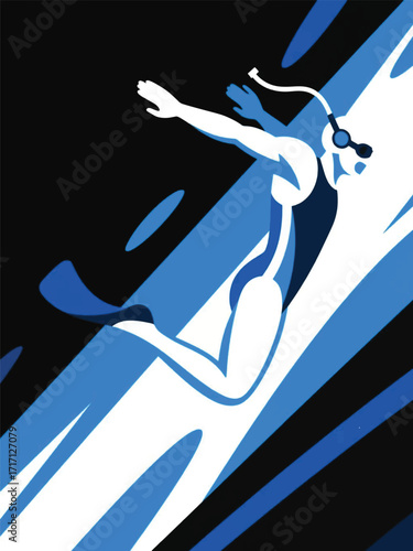  Jumping Diving Illustrator Artwork Design Template Poster