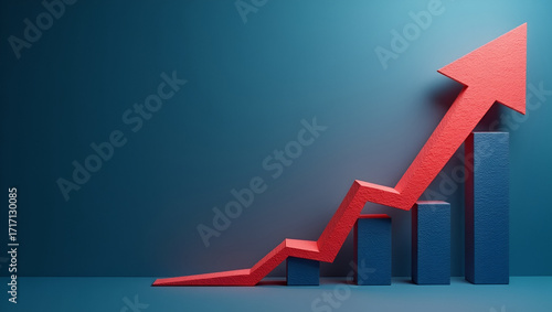 Visual of tariff escalation USA scenario showing progressive tariff hike milestones on ascending arrow chart in corporate briefing in  Photo Stock  Concept  and empty space on the left side