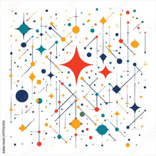 Abstract geometric design featuring a vibrant array of shapes and lines