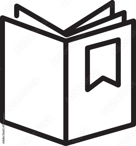 Open book with a bookmark, minimalist design ideal for education, reading, or library themed projects, originally a scalable vector graphic