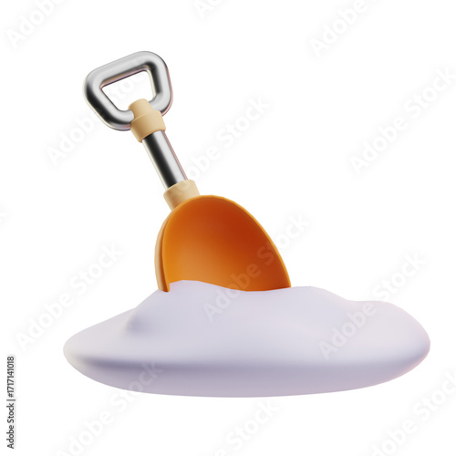 A playful, modern shovel with cloud and sun motifs, ideal for travel, tourism, or outdoor adventure branding.