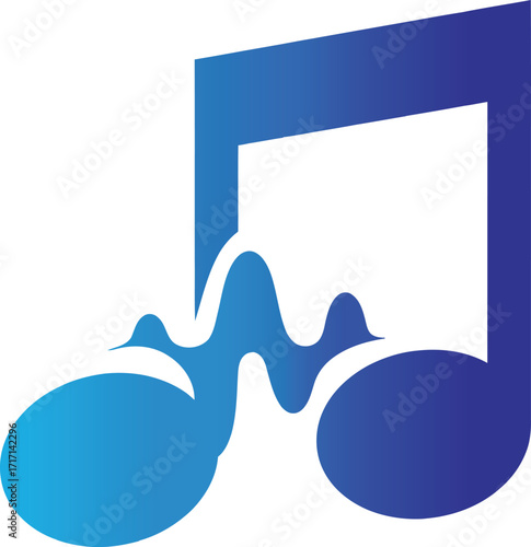 Vector art of music note with sound wave logo on a transparent background