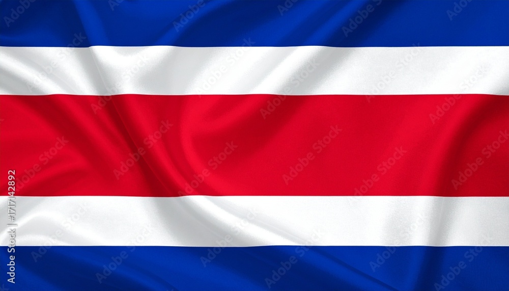 Naklejka premium Costa Rica flag with blue-white-red horizontal stripes and silhouette of person walking with cane