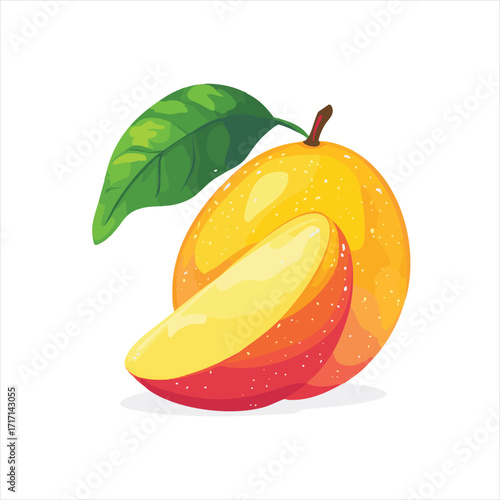 Vibrant mango fruit, sliced and whole