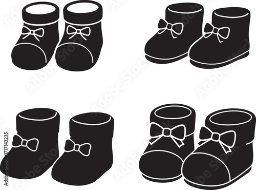 Four pairs of baby booties silhouette