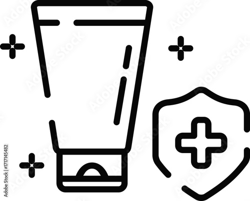 Minimalistic Rounded Modern Line Art Sun sunscreen care cream Icon