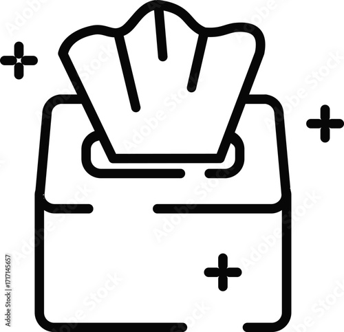Minimalistic Rounded Modern Line Art Tissue paper towel toilet Icon