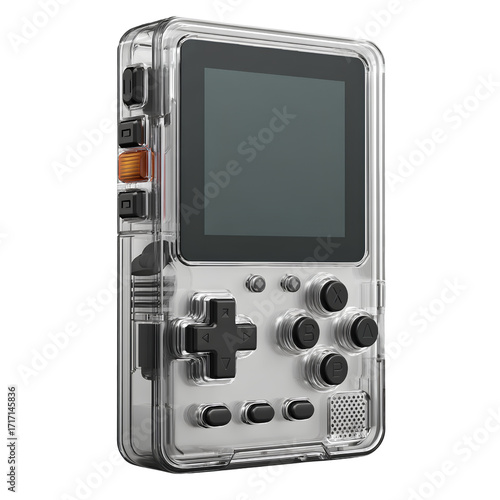 Portable handheld gaming device, transparent background 