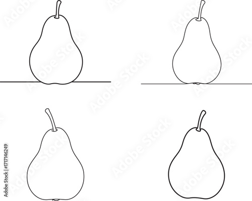 Four outline drawings of pears in silhouette