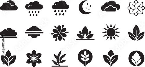 Nature weather and plant icons