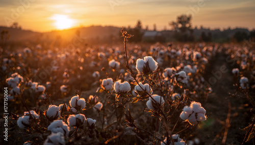 綿花の白と夕焼けの金が補色的に調和し製品写真やロゴの後乗せにも干渉しにくい編集耐性の高いサステナブル背景.生成AI