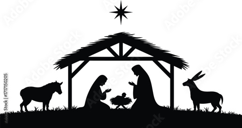 christmas all silhouetti black vector