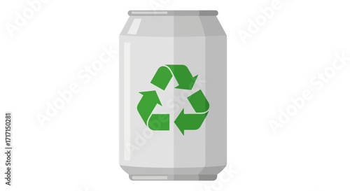 Aluminum can with the recycle symbol conveying a message of environmental awareness and