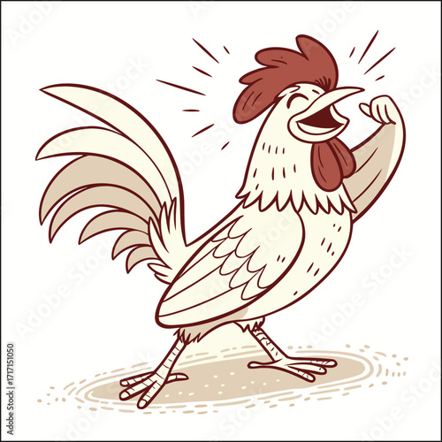 Cute Chickens Border with Floral on a Dark Background. Farm Animals Composition. Hand Drawn Vector Illustration.
