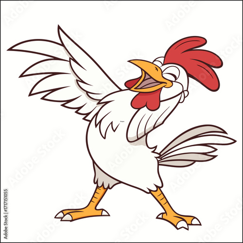 Cute Chickens Border with Floral on a Dark Background. Farm Animals Composition. Hand Drawn Vector Illustration.
