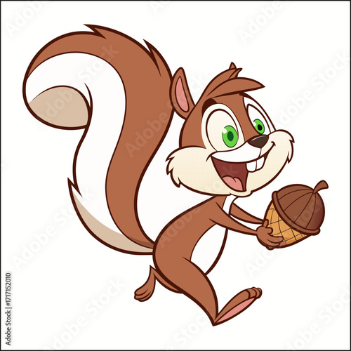 Cartoon squirrel superhero with a majestic red cape soaring in joyful motion
