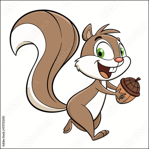 Cartoon squirrel superhero with a majestic red cape soaring in joyful motion
