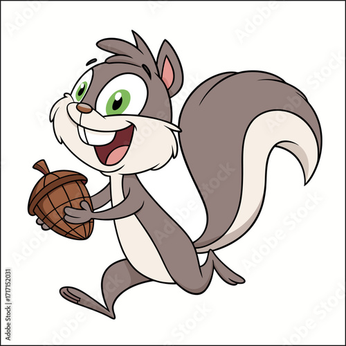 Cartoon squirrel superhero with a majestic red cape soaring in joyful motion

