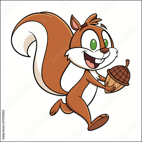 Cartoon squirrel superhero with a majestic red cape soaring in joyful motion
