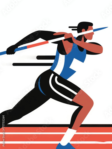 speed javelin throwing Illustrator Artwork Design Template Poster